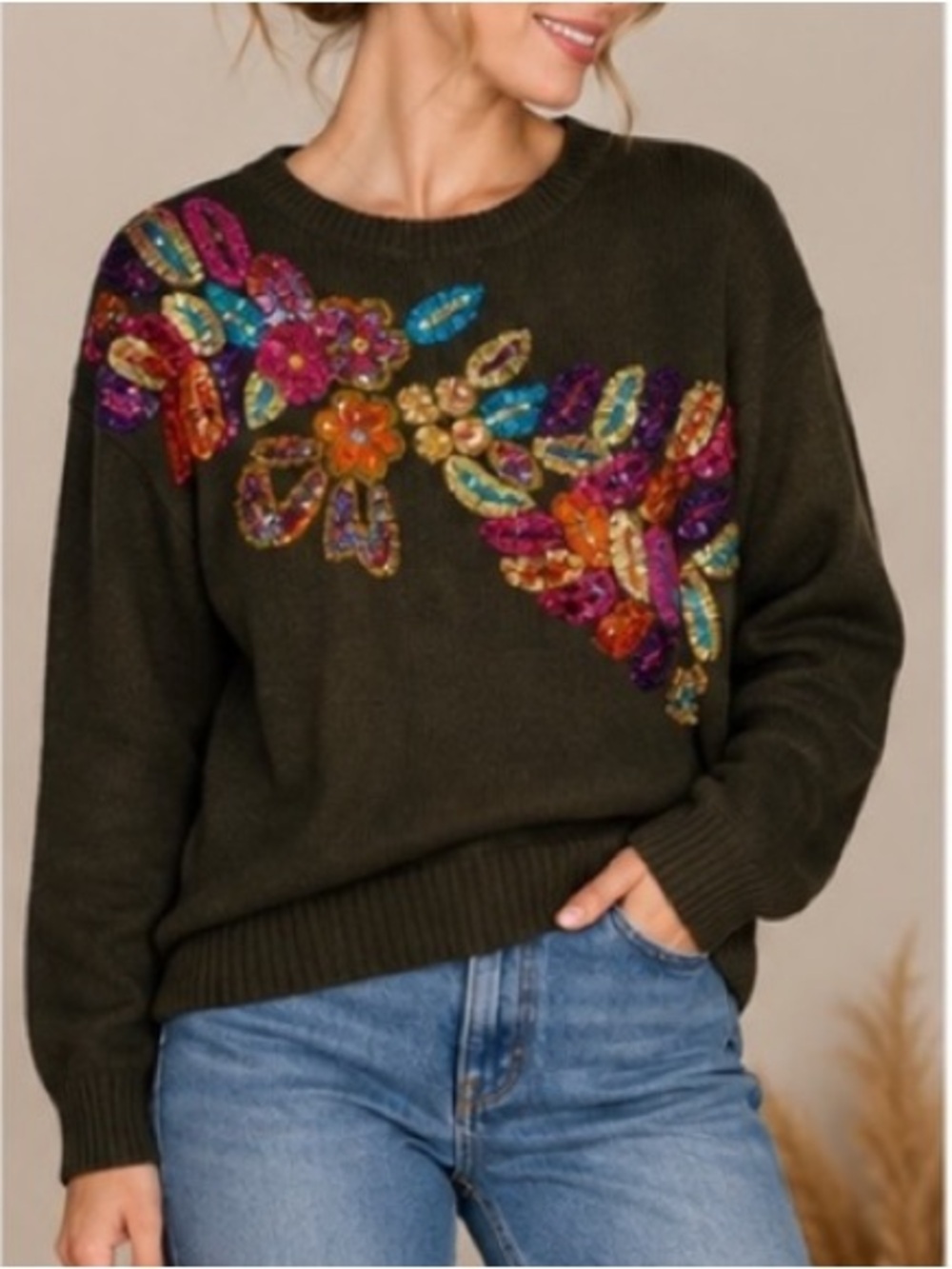Vintage Western Connection Sweater Sequins‎